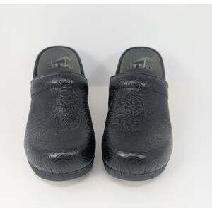 Dansko XP 2.0 Black Floral Tooled Clog Women's Size EU 41 US 10.5-11 Leather